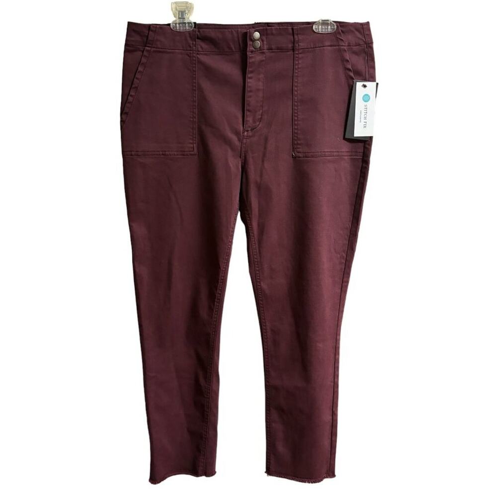 NWT TINSEL Casia Frayed Hem Chino Pants in Burgundy  Stitch Fix Exclusive  SZ 14